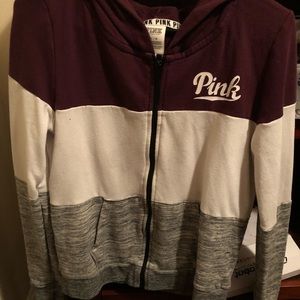PINK burgundy zip up hoodie